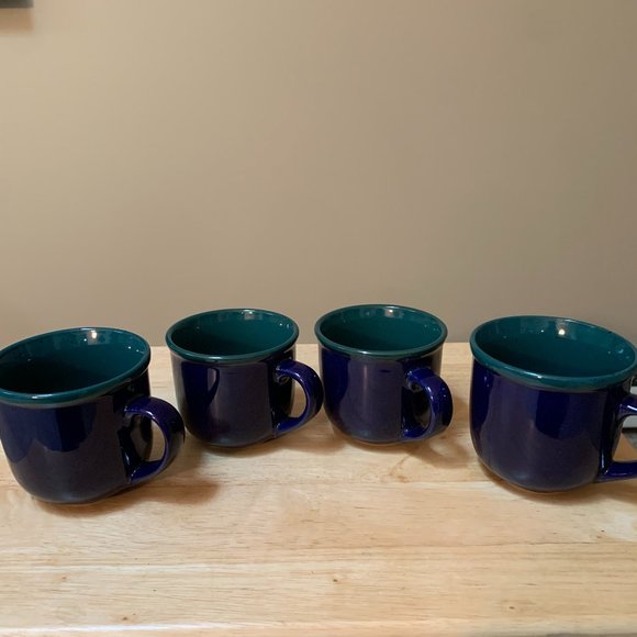 4 TIENSHAN MUGS GREEN & BLUE - Picture 1 of 5